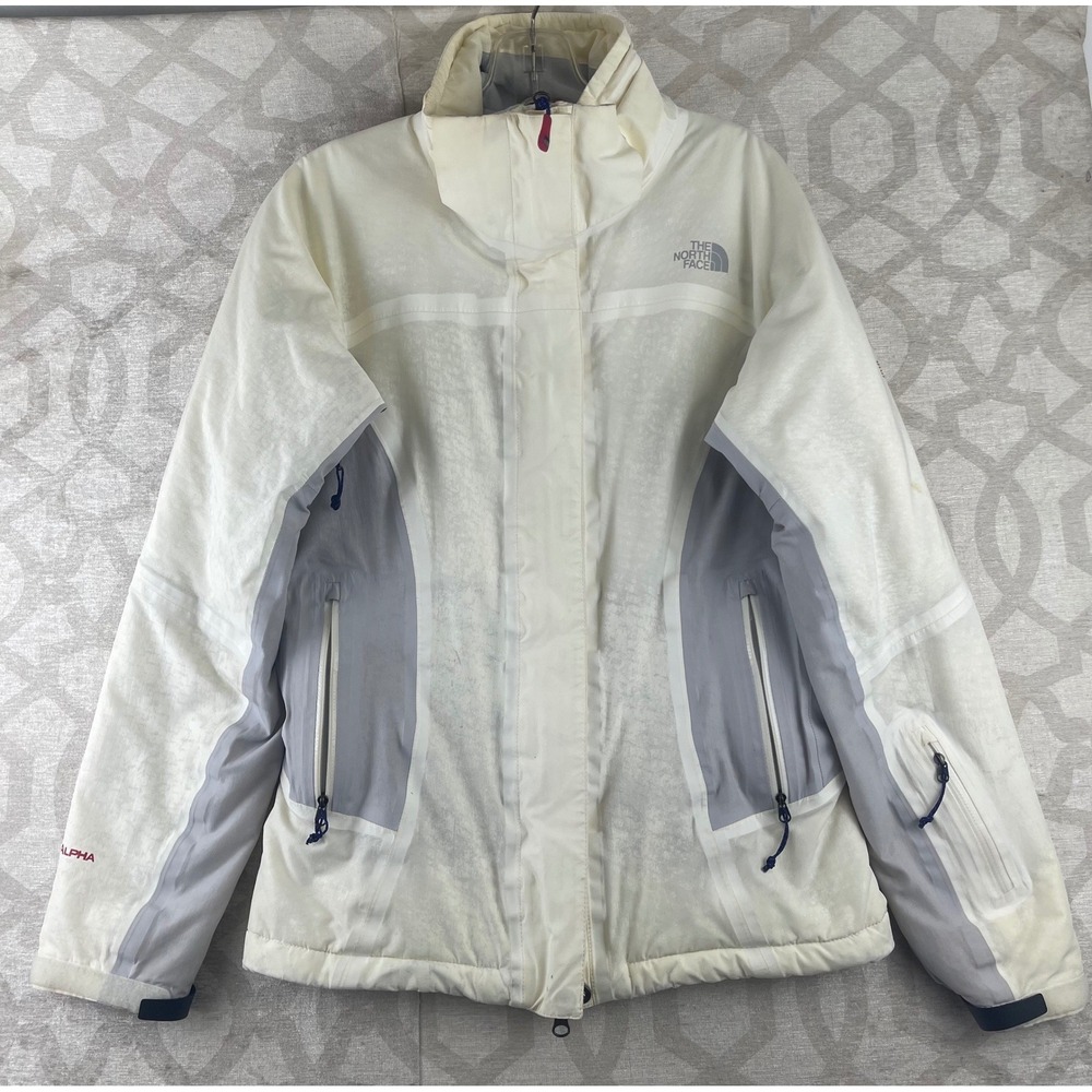 The North Face Summit Series Alpha HyVent PrimaLoft Jacket White Grey Womens S‎